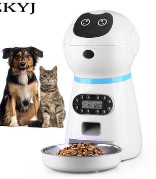 Smart Automatic Pet Feeder With Voice Record Stainless Steel Lcd