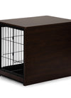 Indoor Dog Crate, Sofa Side End Table, 2-Tier Wooden Pet Cage with Removable Tray, Walnut