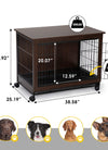 Indoor Dog Crate, Sofa Side End Table, 2-Tier Wooden Pet Cage with Removable Tray, Walnut