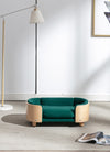 Scandinavian style Elevated Dog Bed Pet Sofa With Solid Wood legs and Bent Wood Back; Velvet Cushion; Small Size