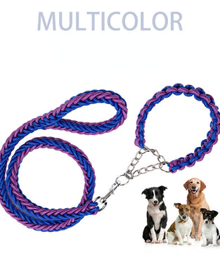 Eight-strand nylon braided dog collar leash dog chain impact blasting chain pet leash