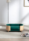 Scandinavian style Elevated Dog Bed Pet Sofa With Solid Wood legs and Bent Wood Back; Velvet Cushion; Small Size