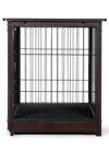 Indoor Dog Crate, Sofa Side End Table, 2-Tier Wooden Pet Cage with Removable Tray, Walnut