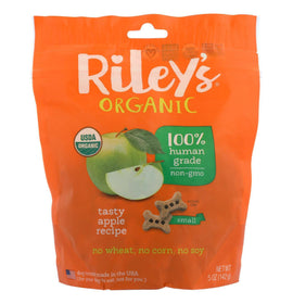 Riley's Organics Organic Dog Treats, Apple Recipe, Small - Case of 6 - 5 OZ