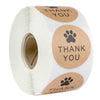 500 Pcs Kraft Paper Thank You Stickers Dog Paws Seals Baking Stickers Gift Wrap Stickers Decorative Labels, 1 Roll