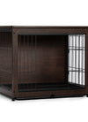 Indoor Dog Crate, Sofa Side End Table, 2-Tier Wooden Pet Cage with Removable Tray, Walnut
