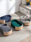 Scandinavian style Elevated Dog Bed Pet Sofa With Solid Wood legs and Bent Wood Back; Velvet Cushion; Small Size
