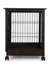 Indoor Dog Crate, Sofa Side End Table, 2-Tier Wooden Pet Cage with Removable Tray, Walnut