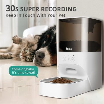 Automatic Cat Feeder, Timed Cat Feeder with APP Control, Dog Food Dispenser with Stainless Steel & Lock Lid, Up to 20 Portions 10 Meals Per Day, 30S Voice Recorder, 4L Programmable Pet Feeder