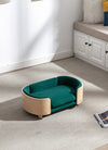 Scandinavian style Elevated Dog Bed Pet Sofa With Solid Wood legs and Bent Wood Back; Velvet Cushion; Small Size