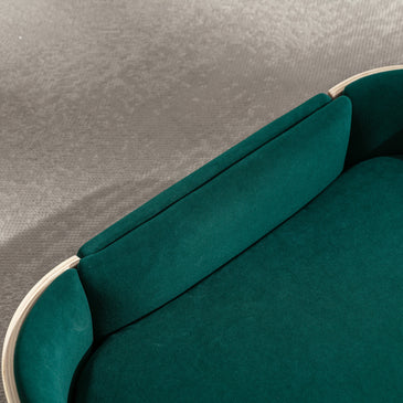 Scandinavian style Elevated Dog Bed Pet Sofa With Solid Wood legs and Bent Wood Back; Velvet Cushion; Small Size