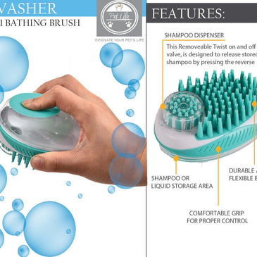 Pet Life 'Swasher' Shampoo Dispensing Massage and Bathing Brush