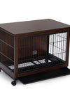 Indoor Dog Crate, Sofa Side End Table, 2-Tier Wooden Pet Cage with Removable Tray, Walnut