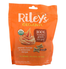 Riley's Organics Organic Dog Treats, Peanut Butter & Molasses Recipe, Small - Case of 6 - 5 OZ