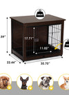 Indoor Dog Crate, Sofa Side End Table, 2-Tier Wooden Pet Cage with Removable Tray, Walnut
