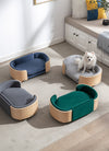 Scandinavian style Elevated Dog Bed Pet Sofa With Solid Wood legs and Bent Wood Back; Velvet Cushion; Small Size