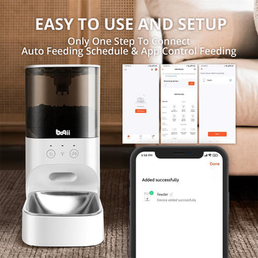 Automatic Cat Feeder, Timed Cat Feeder with APP Control, Dog Food Dispenser with Stainless Steel & Lock Lid, Up to 20 Portions 10 Meals Per Day, 30S Voice Recorder, 4L Programmable Pet Feeder