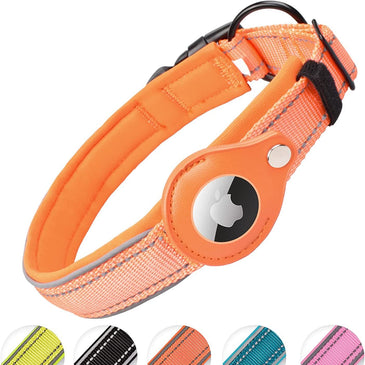 Reflective AirTag Dog Collar; ivienx Apple Air Tag Heavy Duty Dog Collar [Wide] Padded Pet Collar with AirTag Case Holder Accessories for Small Medium Large Dogs