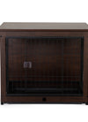 Indoor Dog Crate, Sofa Side End Table, 2-Tier Wooden Pet Cage with Removable Tray, Walnut