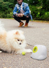 PUREVACY White Automatic Dog Ball Launcher Machine; Automatic Tennis Ball Thrower for Dogs 10.2 x 8.3 x 10.6; ABS Automatic Ball Launcher for Dogs; Pet Ball Launcher with 3 Tennis Balls