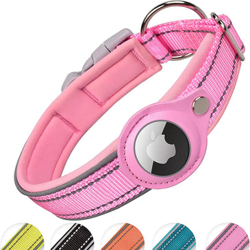 Reflective AirTag Dog Collar; ivienx Apple Air Tag Heavy Duty Dog Collar [Wide] Padded Pet Collar with AirTag Case Holder Accessories for Small Medium Large Dogs