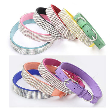 Dog Collar Crystal Glitter Rhinestone Pet Collars Zinc Alloy Buckle Collar For Small Medium Dogs Cats Chihuahua Pug Dog Collar