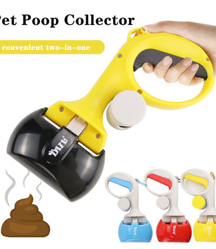 Pet Poop Picker Pick Up Excreta Cleaner Dog Pooper Scoopers Excrement Shovel Portable Pet Feces Clip with Garbage Bag Collector