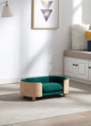 Scandinavian style Elevated Dog Bed Pet Sofa With Solid Wood legs and Bent Wood Back; Velvet Cushion; Small Size