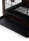 Indoor Dog Crate, Sofa Side End Table, 2-Tier Wooden Pet Cage with Removable Tray, Walnut