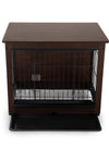 Indoor Dog Crate, Sofa Side End Table, 2-Tier Wooden Pet Cage with Removable Tray, Walnut